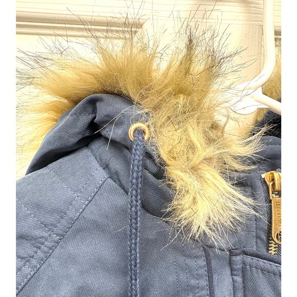 Navy Blue Parka, Leehanton Winter Coat, Faux Fur Collar, Women's Size XL - Picture 11 of 12